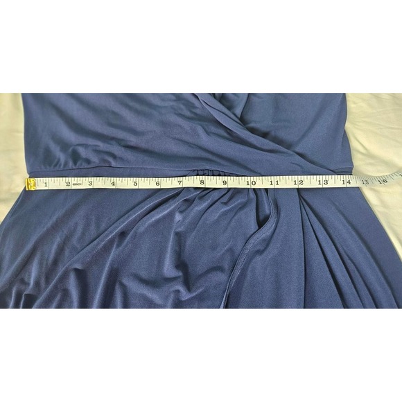 Victoria's Secret Faux Wrap Dress Medium Stretchy‎ V Neck Navy Blue Soft Sexy - Picture 7 of 8